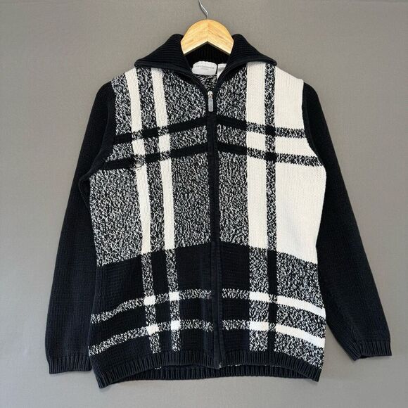 Liz Claiborne Zip Up Knit Sweater Women’s Size Large Cotton Blend - Picture 1 of 8